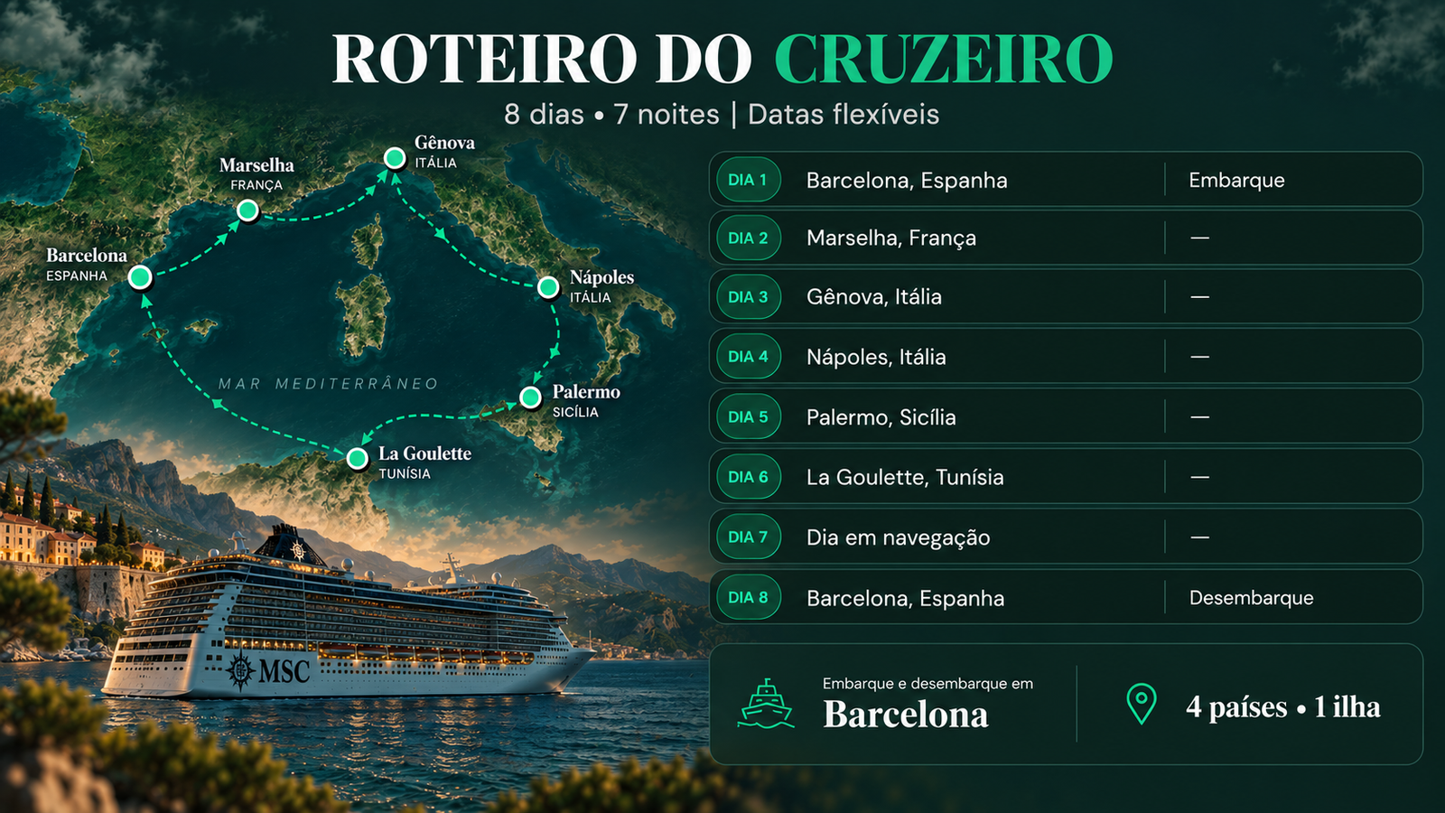 Itinerário do Cruzeiro Mediterrâneo